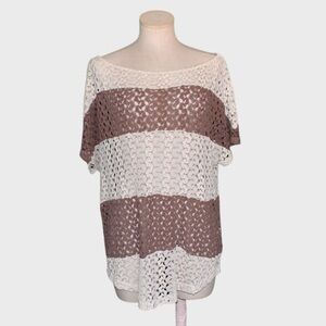 Staring at Stars Crochet Striped Colorblock Top